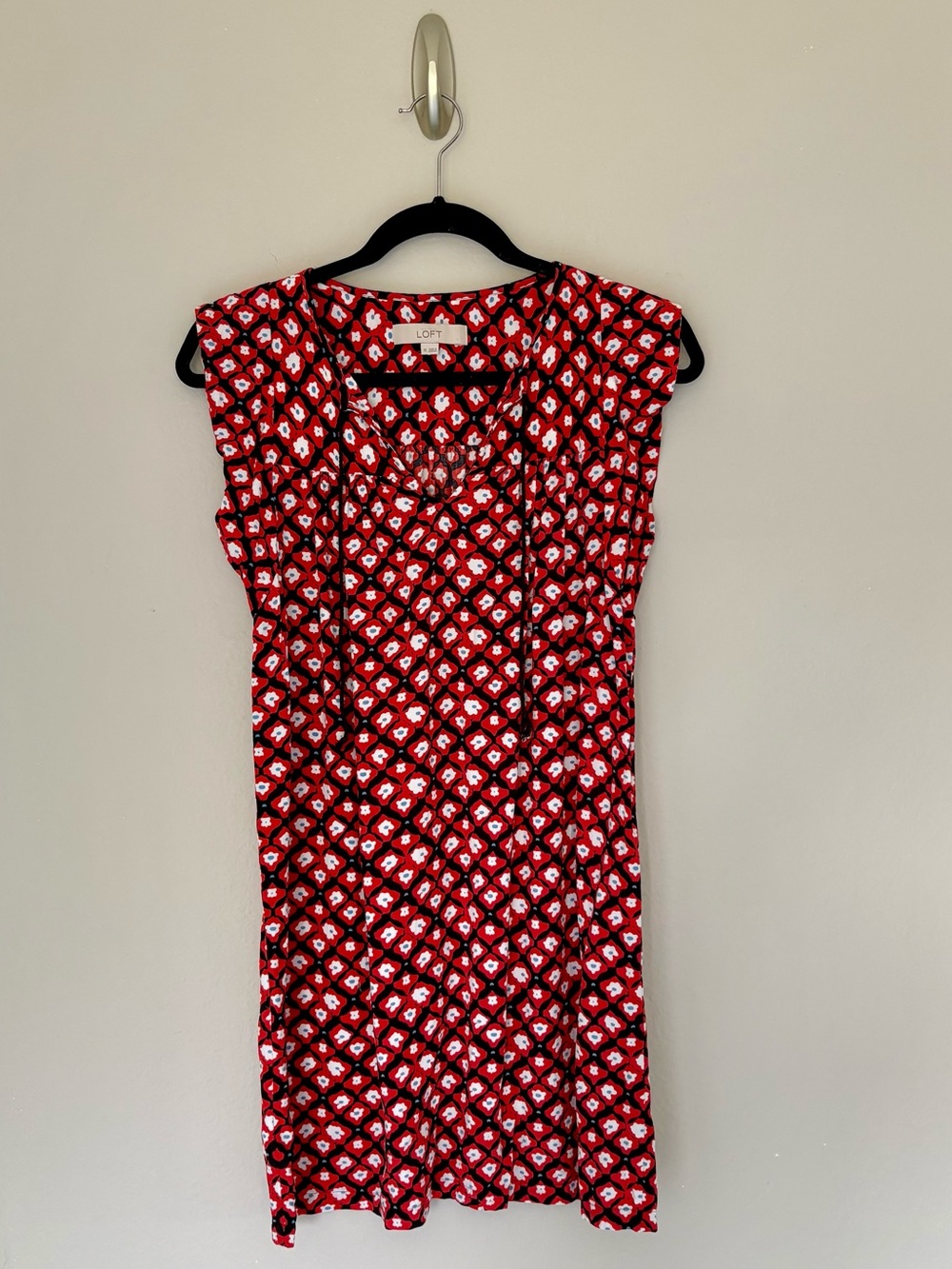LOFT Amaryllis Tassel Geometric Floral Shift Dress Cover Up Pool Beach XS